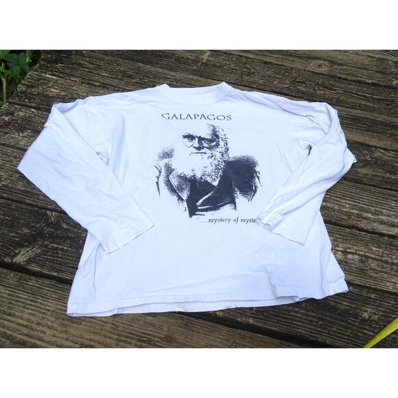 Vtg Charles Darwin LS Galapagos Front Back Graphic T-Shirt XL Science Tee - Picture 1 of 9